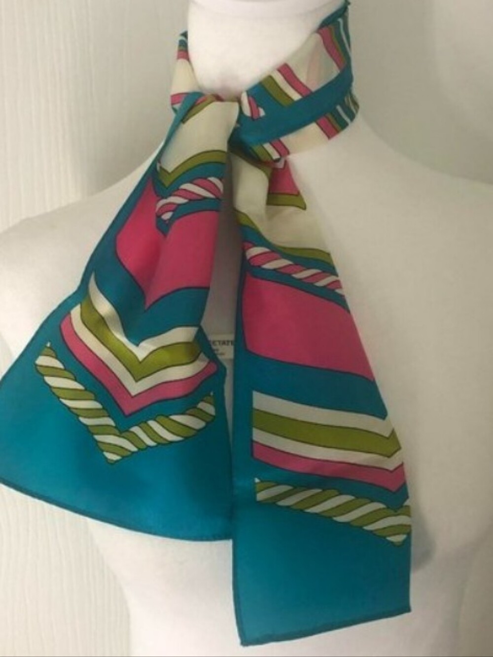 Vintage 1960s Groovy Psychedelic Acetate Scarf